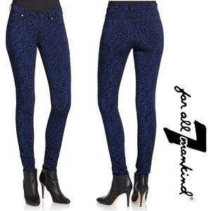 7 For All Mankind - Gwenevere Blue Floral Lace Baroque Skinny Jeans